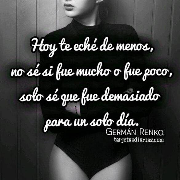 HOY TE ECHÉ DE MENOS, NO SÉ SI MUCHO O POCO, SOLO SÉ QUE FUE DEMASIADO PARA UN SOLO DÍA