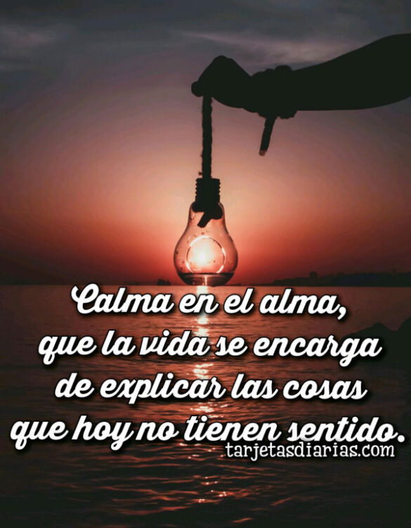 CALMA EN EL ALMA, QUE LA VIDA SE ENCARGA DE EXPLICAR LAS COSAS QUE HOY NO TIENEN SENTIDO