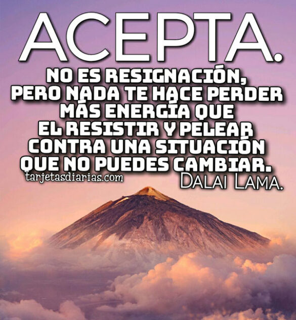 ACEPTA. NO ES RESIGNACIÓN, PERO NADA TE HACE PERDER MÁS ENERGÍA QUE EL RESISTIR Y PELEAR CONTRA UNA SITUACIÓN QUE NO PUEDES CAMBIAR