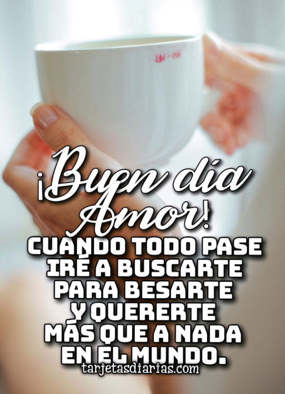 ¡BUEN DÍA AMOR! CUANDO TODO PASE IRÉ A BUSCARTE PARA BESARTE Y QUERERTE MÁS QUE A NADA EN EL MUNDO
