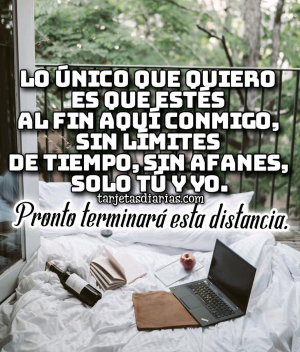 LO ÚNICO QUE QUIERO ES QUE ESTÉS AL FIN AQUÍ CONMIGO, PRONTO TERMINARÁ ESTA DISTANCIA