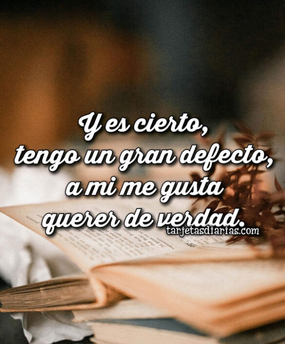 Y ES CIERTO, TENGO UN GRAN DEFECTO, A MI ME GUSTA QUERER DE VERDAD