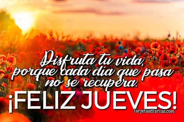 DISFRUTA TU VIDA, PORQUE CADA DÍA QUE PASA NO SE RECUPERA ¡FELIZ JUEVES ...