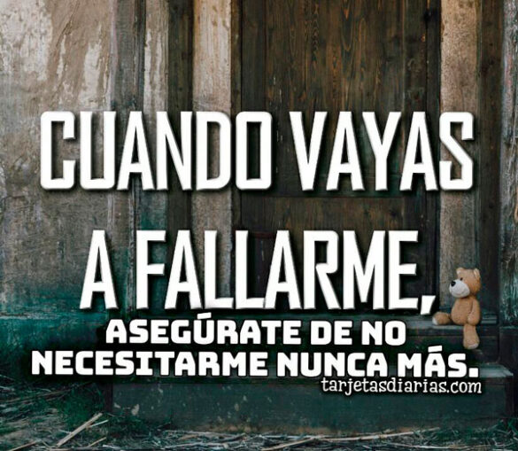 CUANDO VAYAS A FALLARME, ASEGÚRATE DE NO NECESITARME NUNCA MÁS