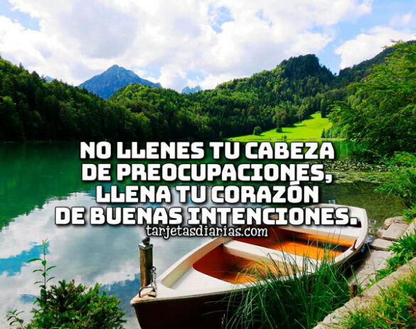 NO LLENES TU CABEZA DE PREOCUPACIONES, LLENA TU CORAZÓN DE BUENAS INTENCIONES