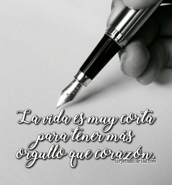 LA VIDA ES MUY CORTA PARA TENER MÁS ORGULLO QUE CORAZÓN