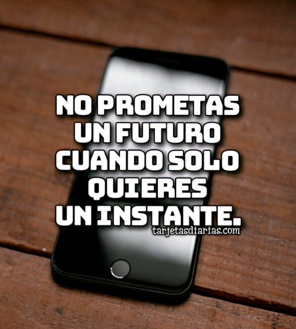 NO PROMETAS UN FUTURO CUANDO SOLO QUIERES UN INSTANTE