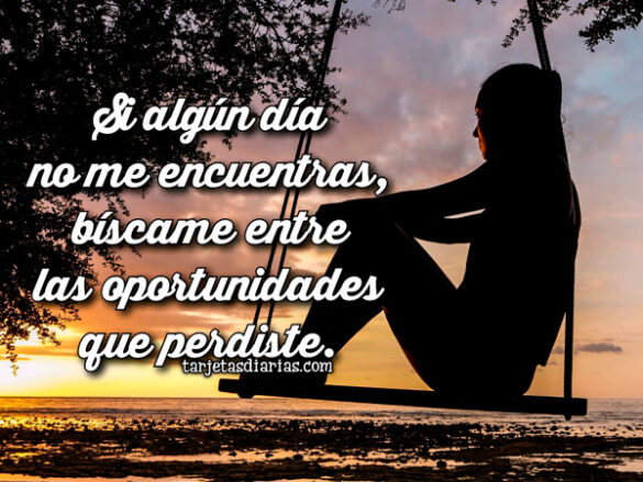 SI ALGÚN DÍA NO ME ENCUENTRAS, BÚSCAME ENTRE LAS OPORTUNIDADES QUE PERDISTE
