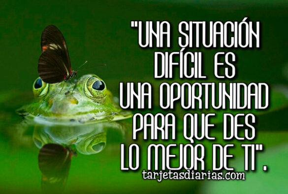 “UNA SITUACIÓN DIFÍCIL ES UNA OPORTUNIDAD PARA QUE DES LO MEJOR DE TI”