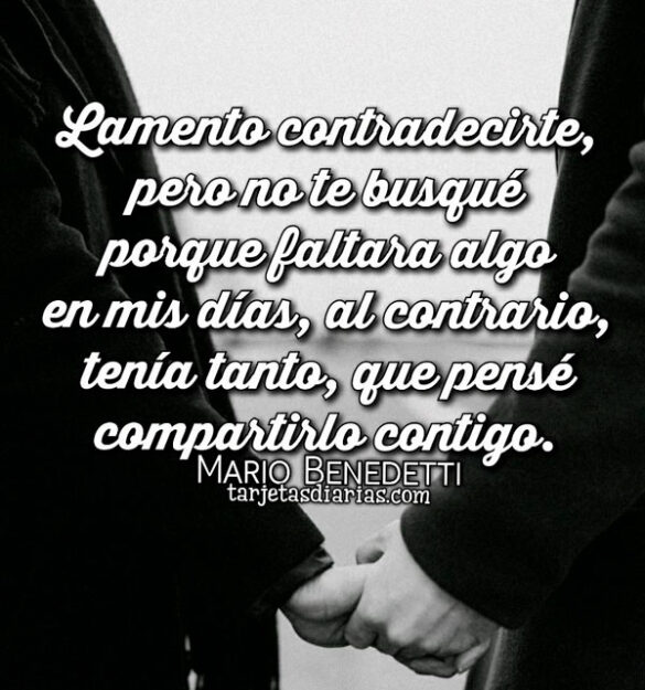LAMENTO CONTRADECIRTE, PERO NO TE BUSQUÉ POR FALTA DE ALGO, AL CONTRARIO, TENÍA TANTO QUE PENSÉ COMPARTIRLO CONTIGO