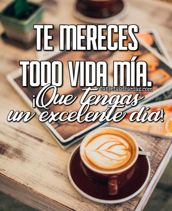 TE MERECES TODO VIDA MÍA ¡QUE TENGAS UN EXCELENTE DÍA!