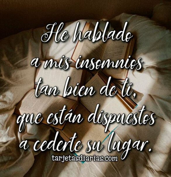 HE HABLADO A MIS INSOMNIOS TAN BIEN DE TI, QUE ESTÁN DISPUESTOS A CEDERTE SU LUGAR