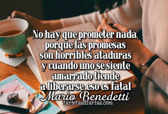 NO HAY QUE PROMETER NADA, LAS PROMESAS SON HORRIBLES ATADURAS Y CUANDO UNO SE SIENTE AMARRADO, TIENDE A LIBERARSE