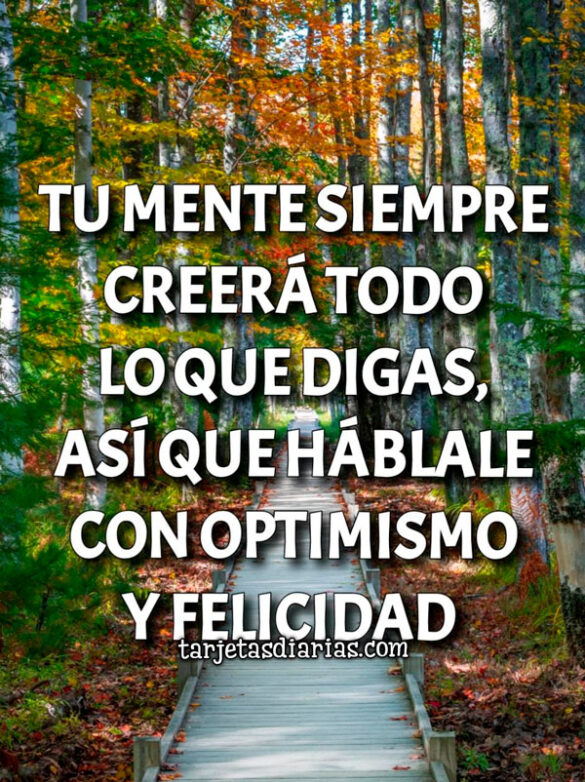 TU MENTE CREERÁ TODO LO QUE LE DIGAS, ASÍ QUE HÁBLALE CON OPTIMISMO Y FELICIDAD