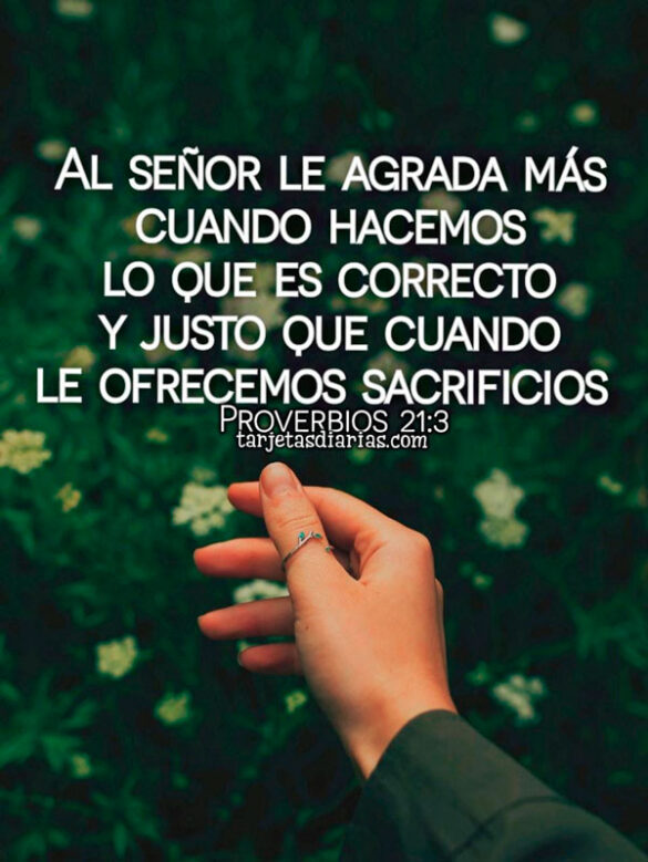 AL SEÑOR LE AGRADA MÁS CUANDO HACEMOS LO QUE ES CORRECTO Y JUSTO QUE CUANDO LE OFRECEMOS SACRIFICIOS. PROVERBIOS 21:3