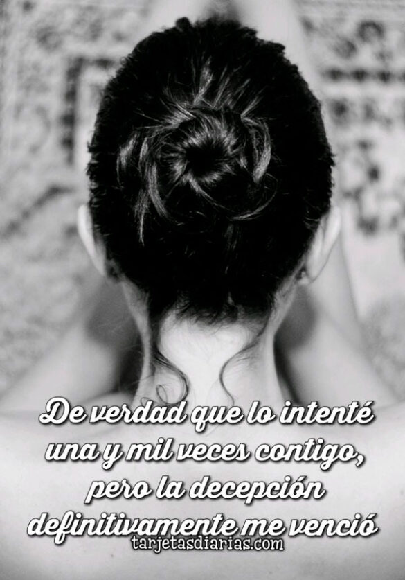 DE VERDAD QUE LO INTENTÉ UNA Y MIL VECES CONTIGO, PERO LA DECEPCIÓN DEFINITIVAMENTE ME VENCIÓ