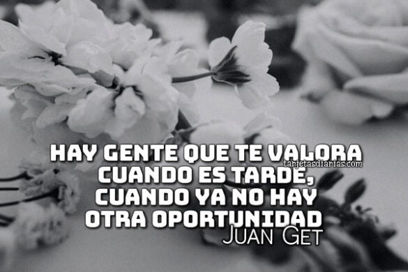 HAY GENTE QUE TE VALORA CUANDO ES TARDE, CUANDO YA NO HAY OTRA OPORTUNIDAD