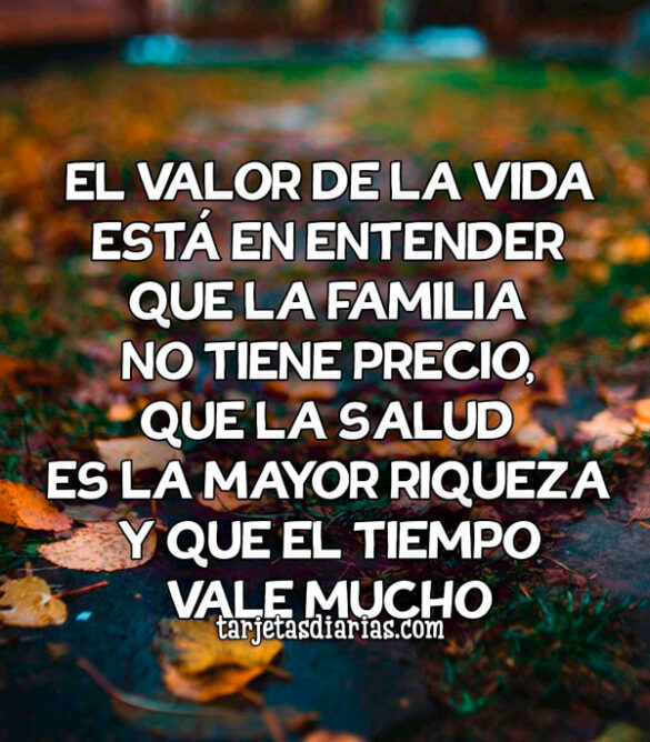 EL VALOR DE LA VIDA ES ENTENDER QUE LA FAMILIA NO TIENE PRECIO, QUE LA SALUD ES LA MAYOR RIQUEZA
