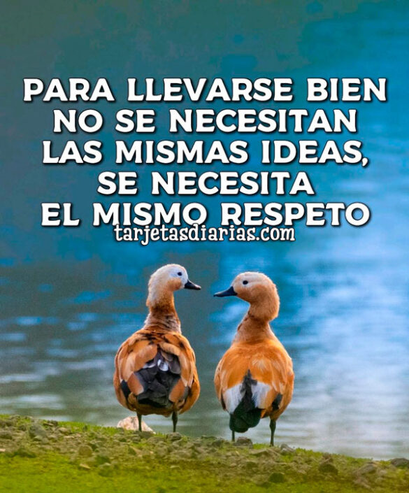 PARA LLEVARSE BIEN NO SE NECESITAN LAS MISMAS IDEAS, SE NECESITA EL MISMO RESPETO