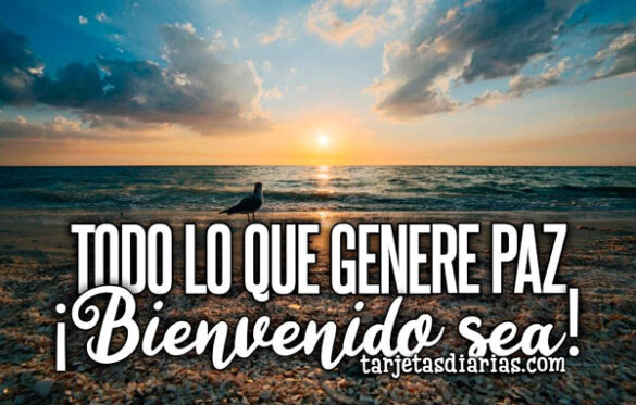TODO LO QUE GENERE PAZ ¡BIENVENIDO SEA!