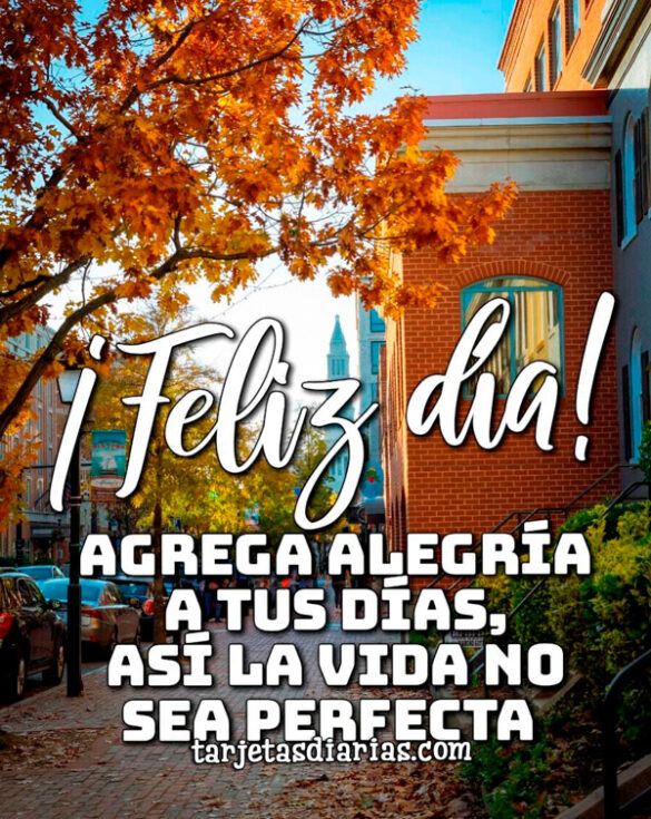 ¡FELIZ DÍA! AGREGA ALEGRÍA A TUS DÍAS, ASÍ LA VIDA NO SEA PERFECTA