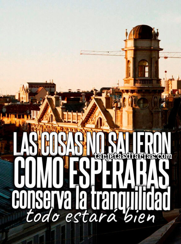 LAS COSAS NO SALIERON COMO ESPERABAS, CONSERVA LA TRANQUILIDAD TODO ESTARÁ BIEN