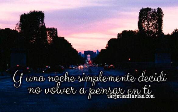 Y UNA NOCHE SIMPLEMENTE DECIDÍ, NO VOLVER A PENSAR EN TI
