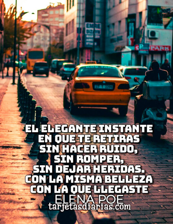 EL ELEGANTE INSTANTE EN QUE TE RETIRAS, CON LA MISMA BELLEZA CON LA QUE LLEGASTE