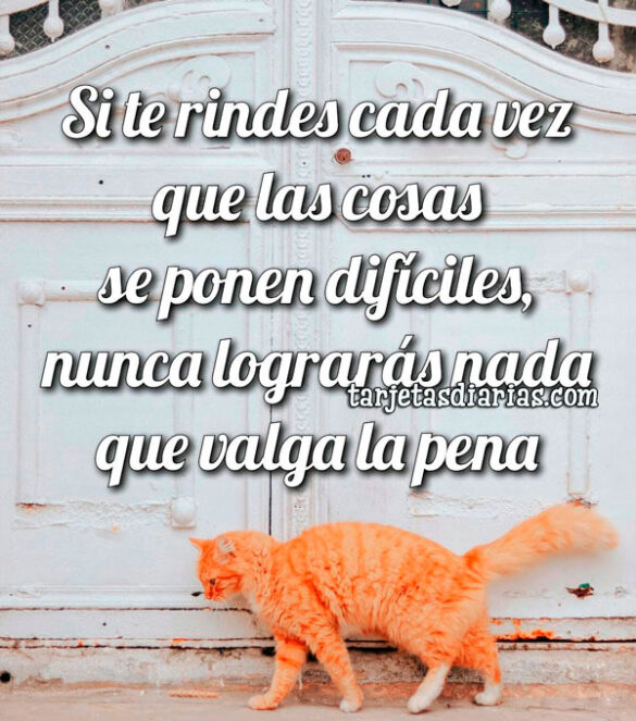 SI TE RINDES CADA VEZ QUE LAS COSAS SE PONEN DIFÍCILES, NUNCA LOGRARÁS NADA