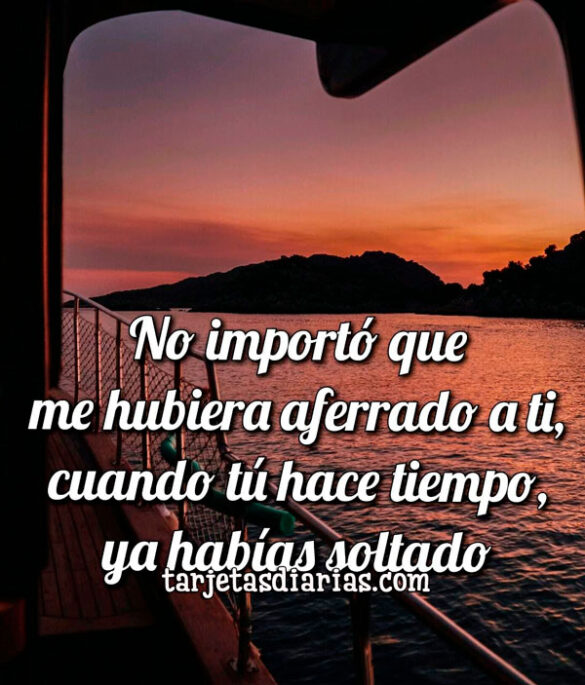 NO IMPORTÓ QUE ME HUBIERA AFERRADO A TI, CUANDO HACE TIEMPO YA ME HABÍAS SOLTADO