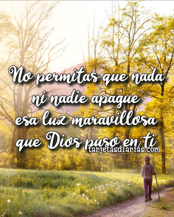 NO PERMITAS QUE NADA NI NADIE APAGUE ESA LUZ MARAVILLOSA QUE DIOS PUSO EN TI