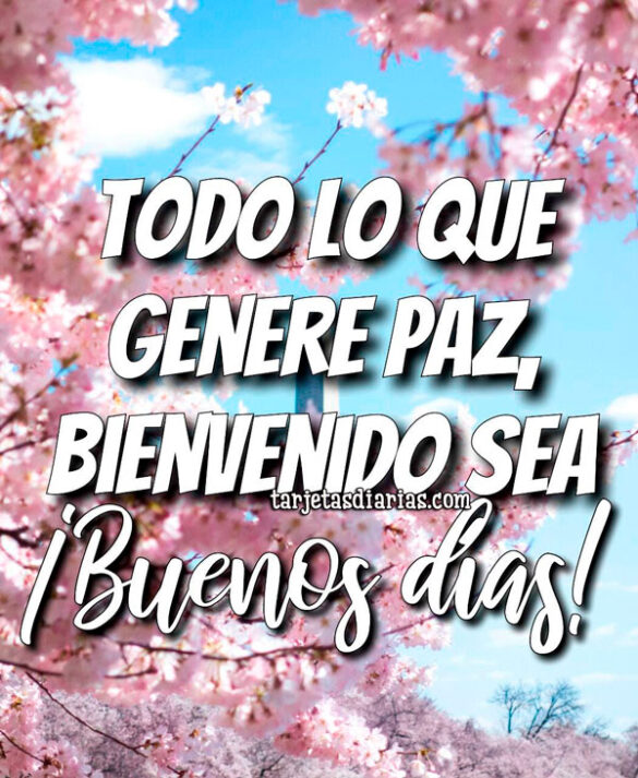 TODO LO QUE GENERE PAZ, BIENVENIDO SEA