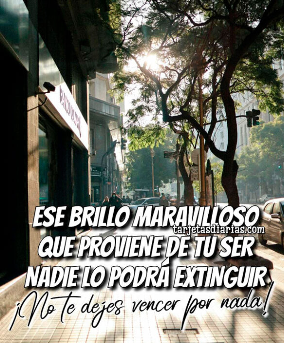 ESE BRILLO MARAVILLOSO QUE PROVIENE DE TU SER, NADIE LO PODRÁ EXTINGUIR