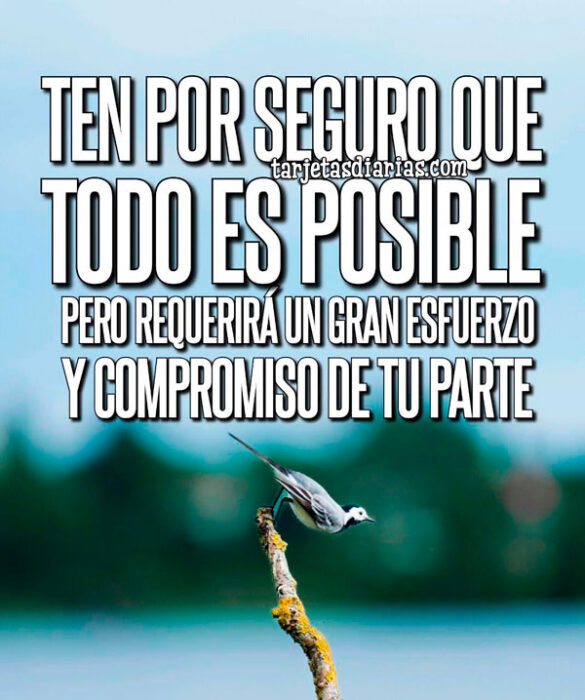 TEN POR SEGURO QUE TODO ES POSIBLE, PERO REQUERIRÁ ESFUERZO Y COMPROMISO DE TU PARTE