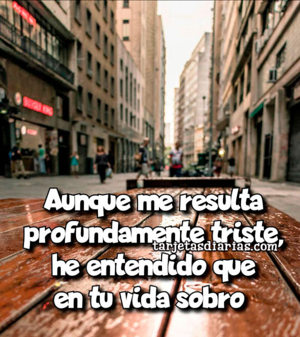 AUNQUE ME RESULTA PROFUNDAMENTE TRISTE, HE ENTENDIDO QUE EN TU VIDA SOBRO