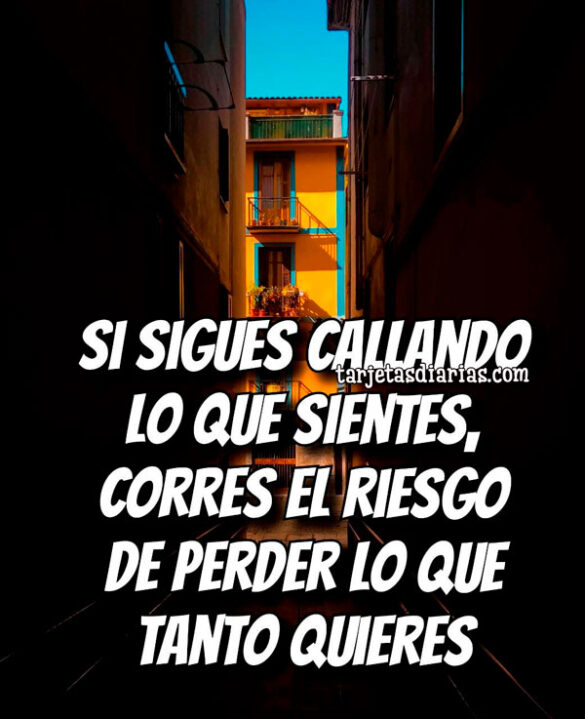 SI SIGUES CALLANDO LO QUE SIENTES, CORRES EL RIESGO DE PERDER LO QUE TANTO QUIERES