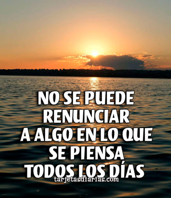 NO SE PUEDE RENUNCIAR A ALGO EN LO QUE SE PIENSA TODOS LOS DÍAS