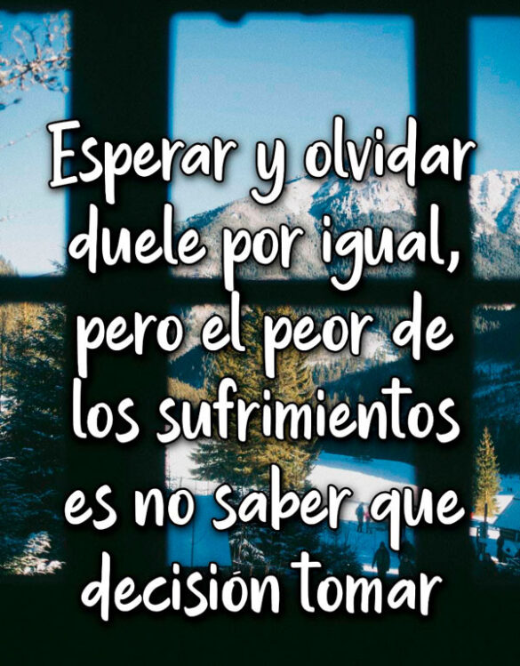 ESPERAR Y OLVIDAR DUELE POR IGUAL, PERO EL PEOR DE LOS SUFRIMIENTOS ES NO SABER QUE DECISIÓN TOMAR