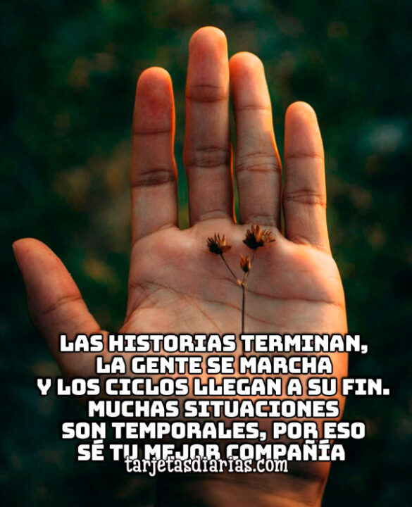 LAS HISTORIAS TERMINAN, MUCHAS SITUACIÓNES SON TEMPORALES, POR ESO SÉ TU MEJOR COMPAÑÍA