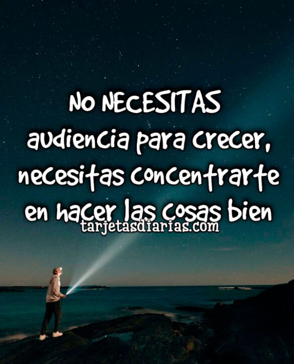 NO NECESITAS AUDIENCIA PARA CRECER, NECESITAS CONCENTRARTE EN HACER LAS COSAS BIEN