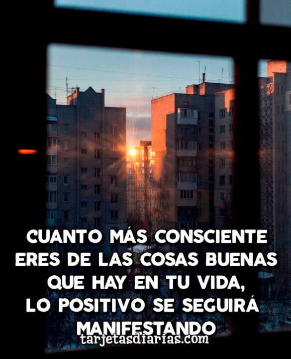 CUANTO MÁS CONSCIENTE ERES DE LAS COSAS BUENAS QUE HAY EN TU VIDA, LO POSITIVO SE SEGUIRÁ MANIFESTANDO