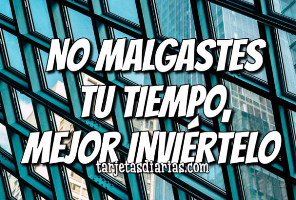 NO MALGASTES TU TIEMPO, MEJOR INVIÉRTELO