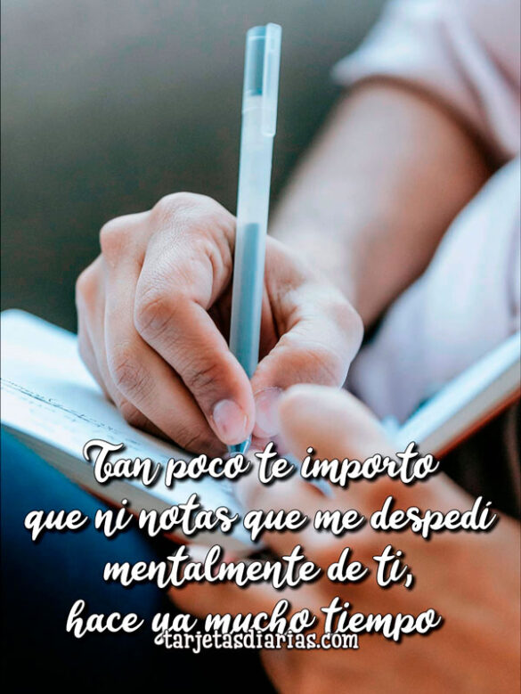 TAN POCO TE IMPORTO QUE NI NOTAS QUE ME DESPEDÍ MENTALMENTE DE TI, HACE YA MUCHO TIEMPO