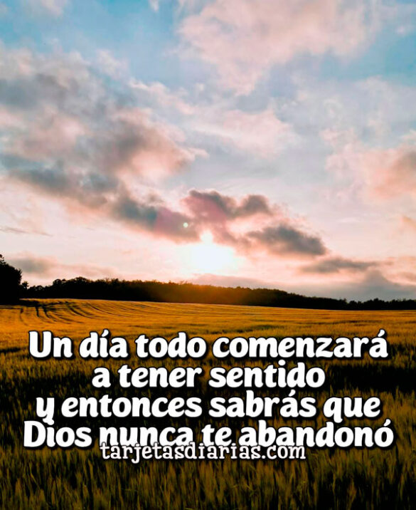 UN DÍA TODO COMENZARÁ A TENER SENTIDO Y ENTONCES SABRÁS QUE DIOS NUNCA TE ABANDONÓ