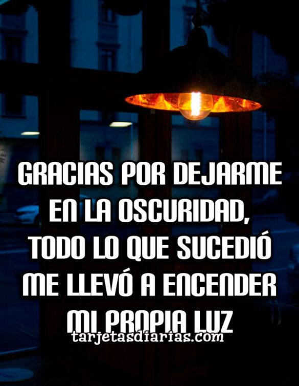 GRACIAS POR DEJARME EN LA OSCURIDAD, TODO ME LLEVÓ A ENCENDER MI PROPIA LUZ