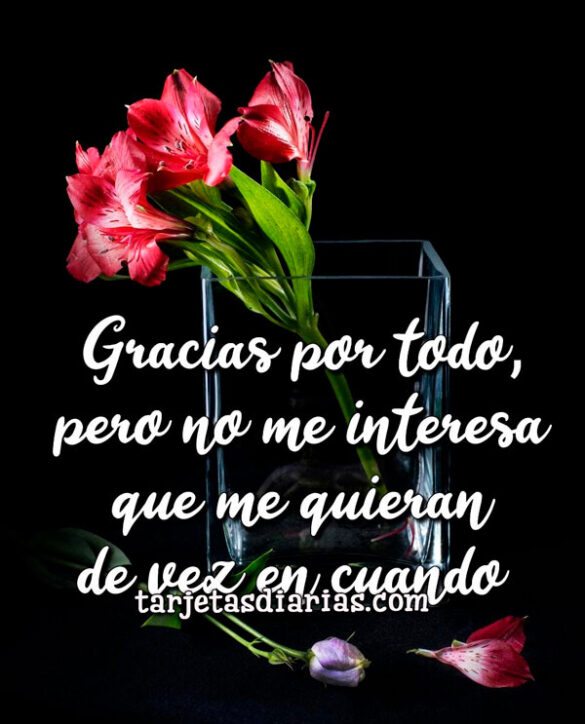 GRACIAS POR TODO, PERO NO ME INTERESA QUE ME QUIERAN DE VEZ EN CUANDO