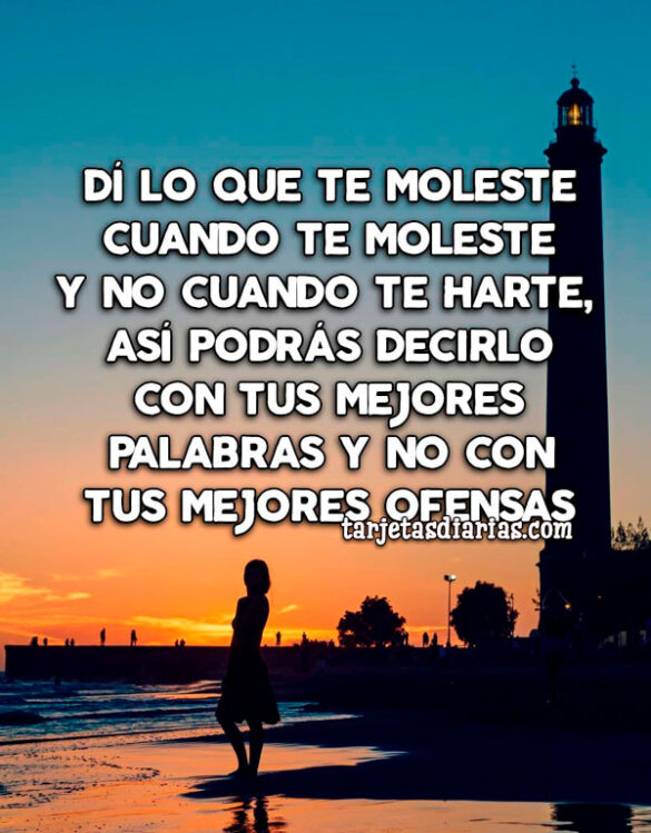 DI LO QUE TE MOLESTE CUANDO TE MOLESTE Y NO CUANDO TE HARTE