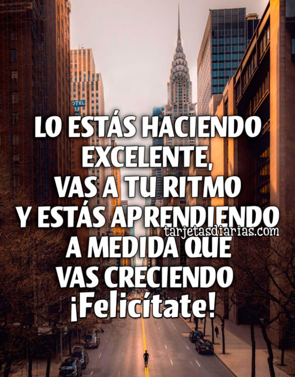 LO ESTÁS HACIENDO EXCELENTE, VAS A TU RITMO Y ESTÁS APRENDIENDO A MEDIDA QUE VAS CRECIENDO
