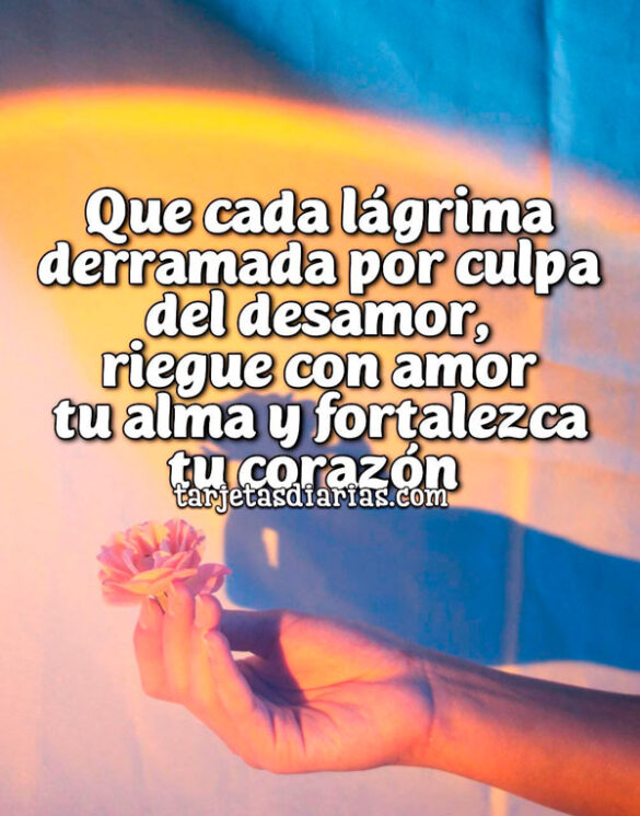 QUE CADA LÁGRIMA DERRAMADA POR CULPA DEL DESAMOR, RIEGUE CON AMOR TU ALMA Y FORTALEZCA TU CORAZÓN