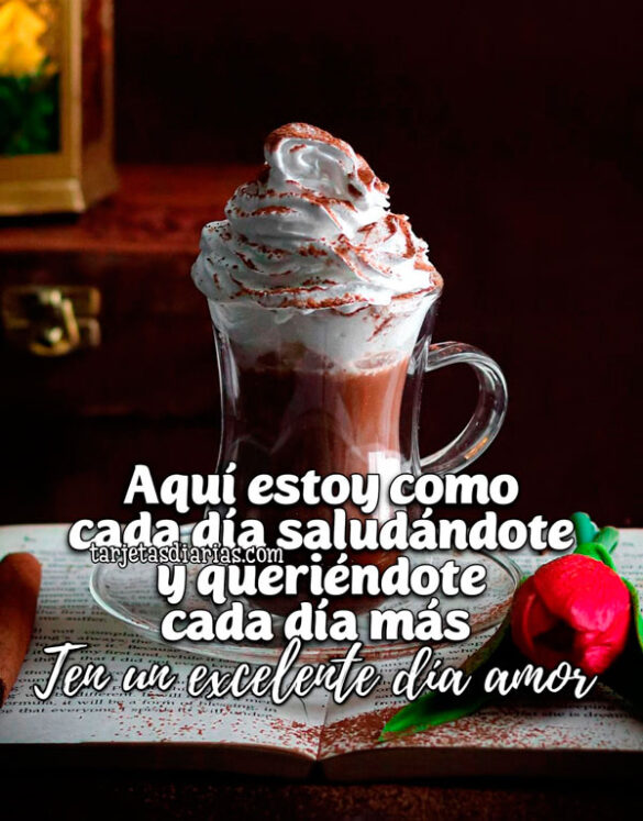 AQUÍ ESTOY COMO CADA DÍA SALUDÁNDOTE Y QUERIÉNDOTE CADA DÍA MÁS. TEN UN EXCELENTE DÍA AMOR